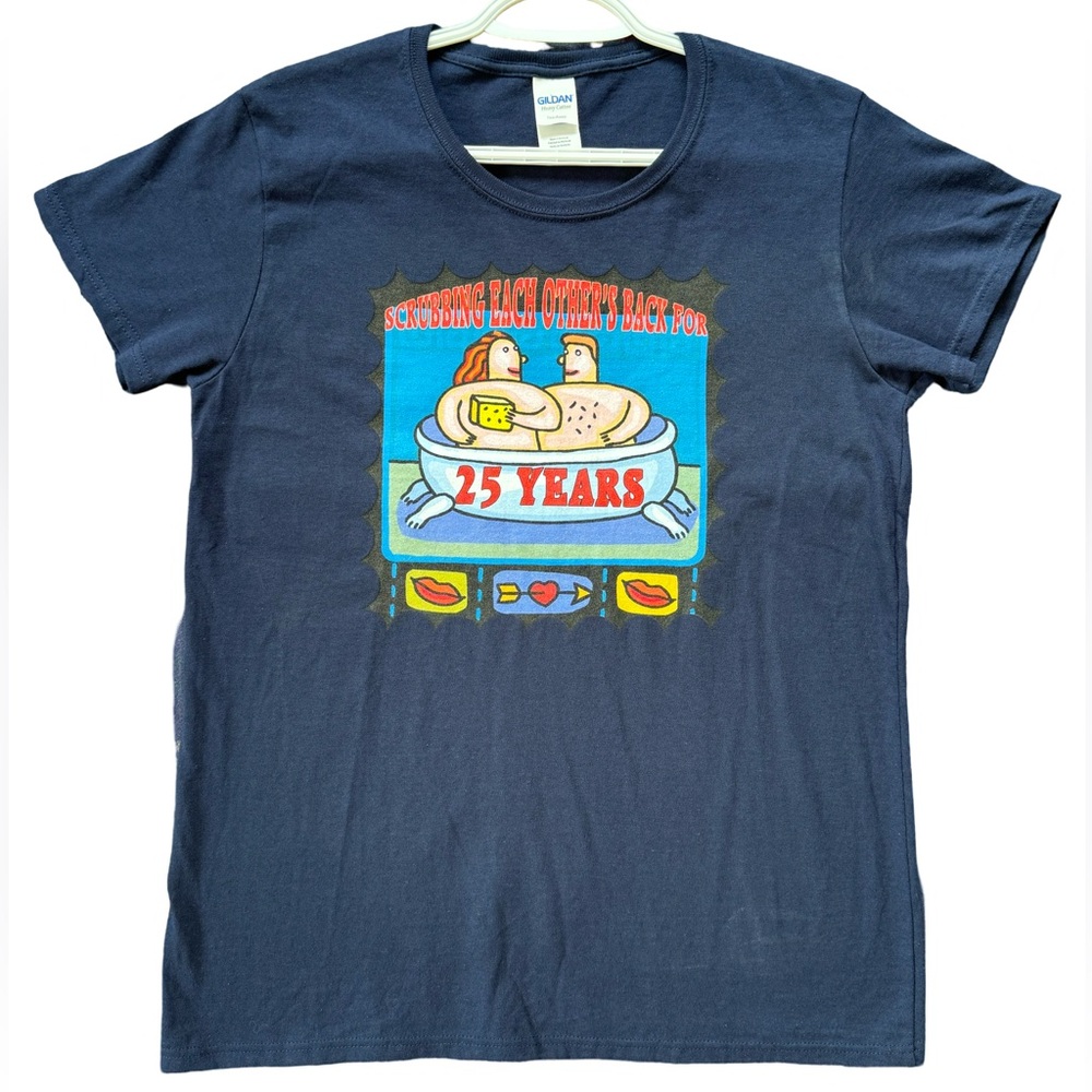 Funny Graphic Novelty Tee Scrubbing Each Others Back for 25 Years Shirt